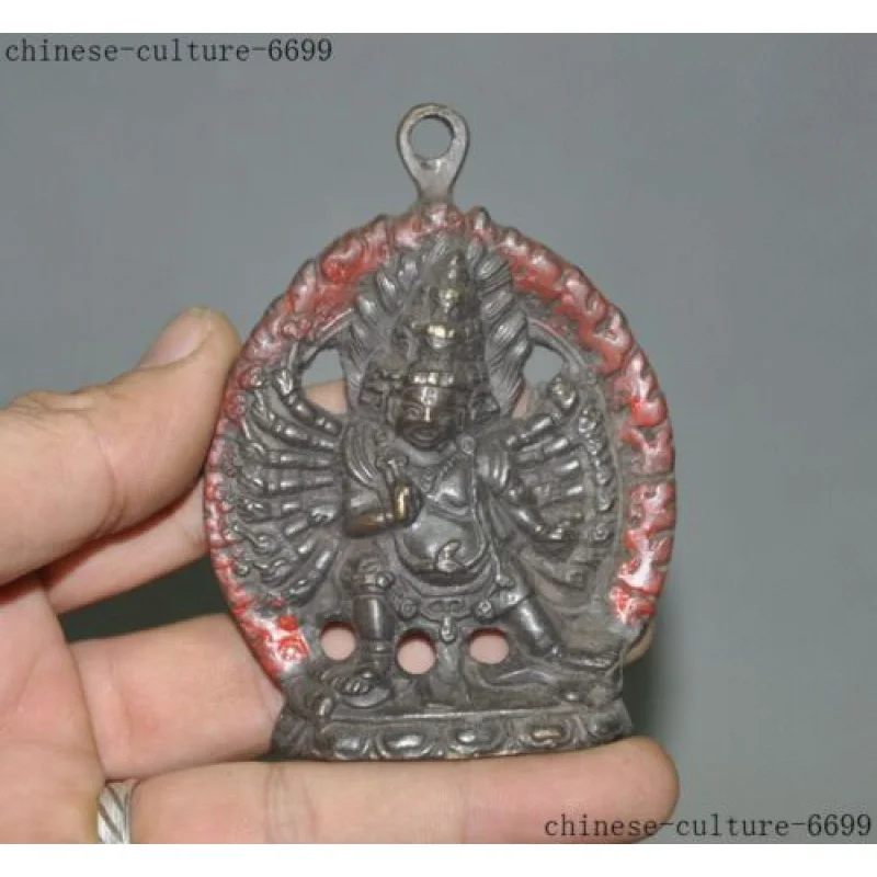 

Old Tibet Buddhism Bronze Dojemahakala Kalachakra Buddha Statue Amulet Pendant