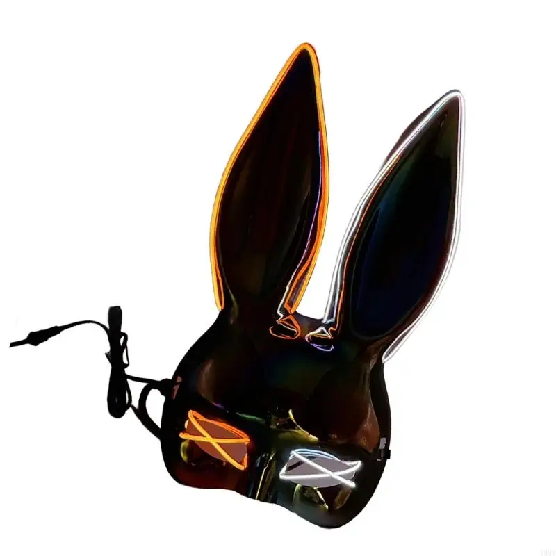 49MF Rabbits Half Face Mask Costume Accessories for Women Halloween Masquerade