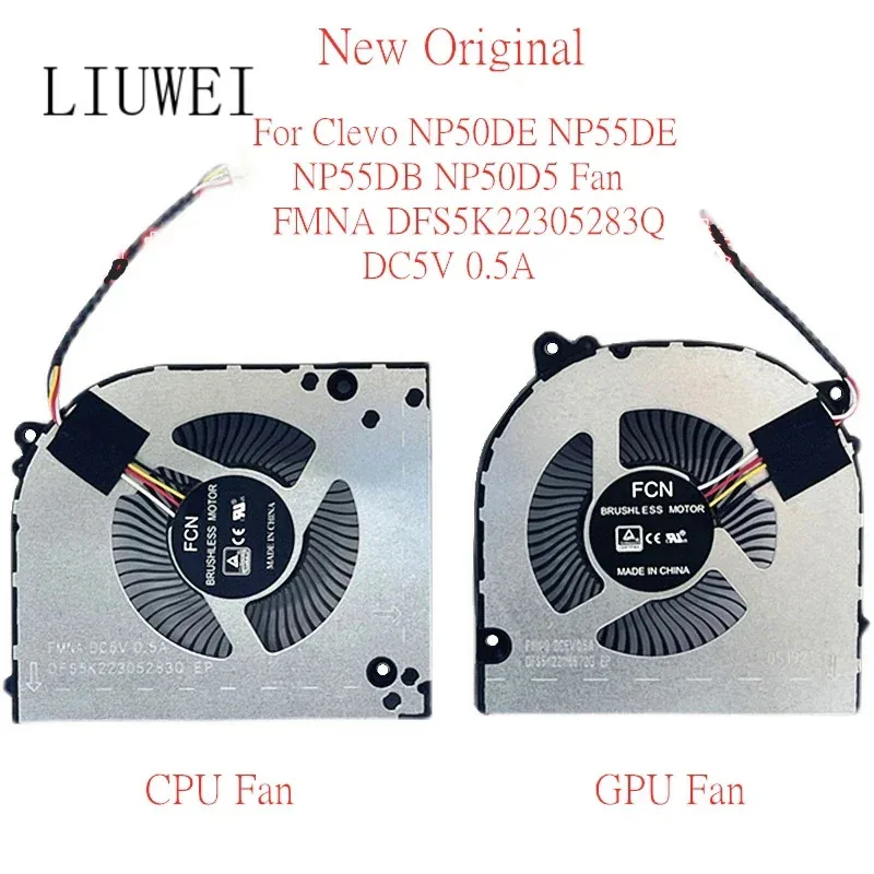 

. New Original Laptop CPU GPU Cooling Fan For Clevo NP50DE NP55DE NP55DB NP50D5 Fan FMNA DFS5K 22305283 Q DC5V 0.5A