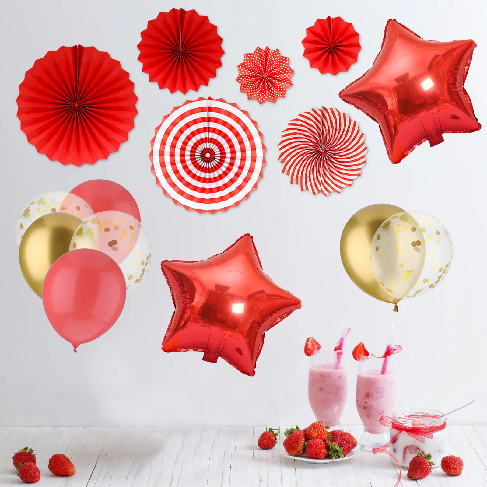 41pcs Set For Birthday Party Star Balloons Mylar Balloons Foil Star Balloon Confetti Transparent Balloons Streamers Decorations