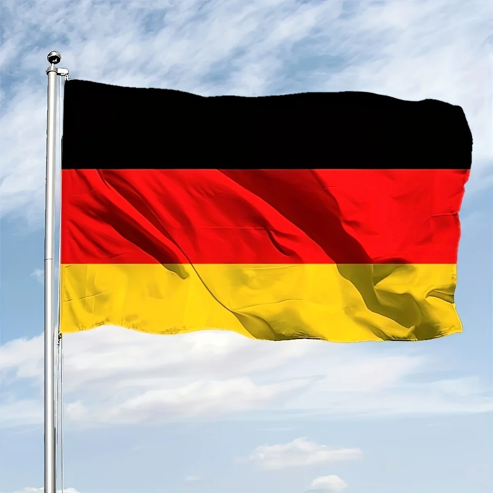 1pc Germany Flag (90cmx150cm/ 3FTx5FT), Hanging Black Red Yellow DE DEU Deutschland National Flag in Polyester, Vivid Color