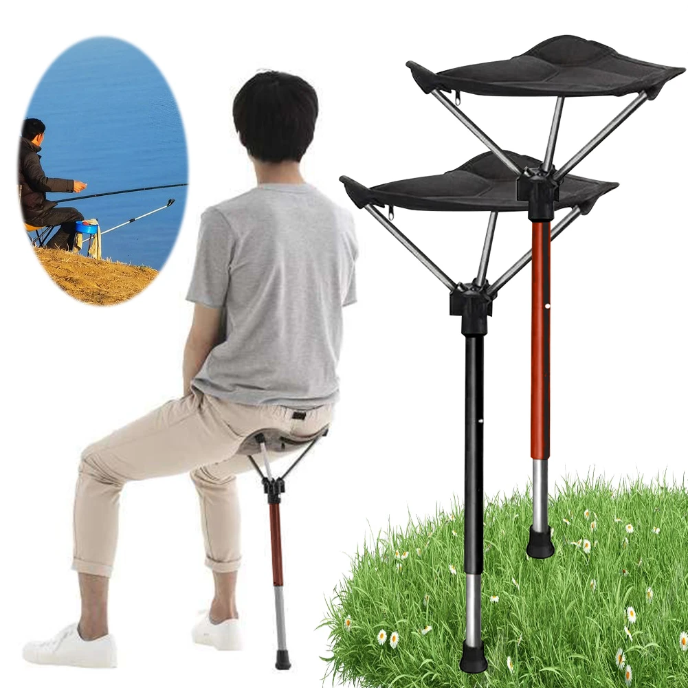 

Portable Folding Camp Stool One Leg Adjustable Height Lightweight Collapsible Hiking Seat for Outdoor Travel