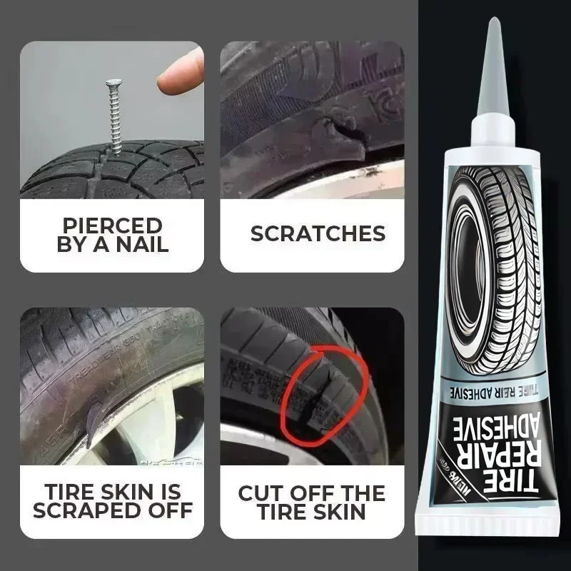 Tire Repair Black Glue Liquid Strong Rubber Wear-resistant Non-corrosive Glue for Motorcycle Tyre Puncture Repair Tools