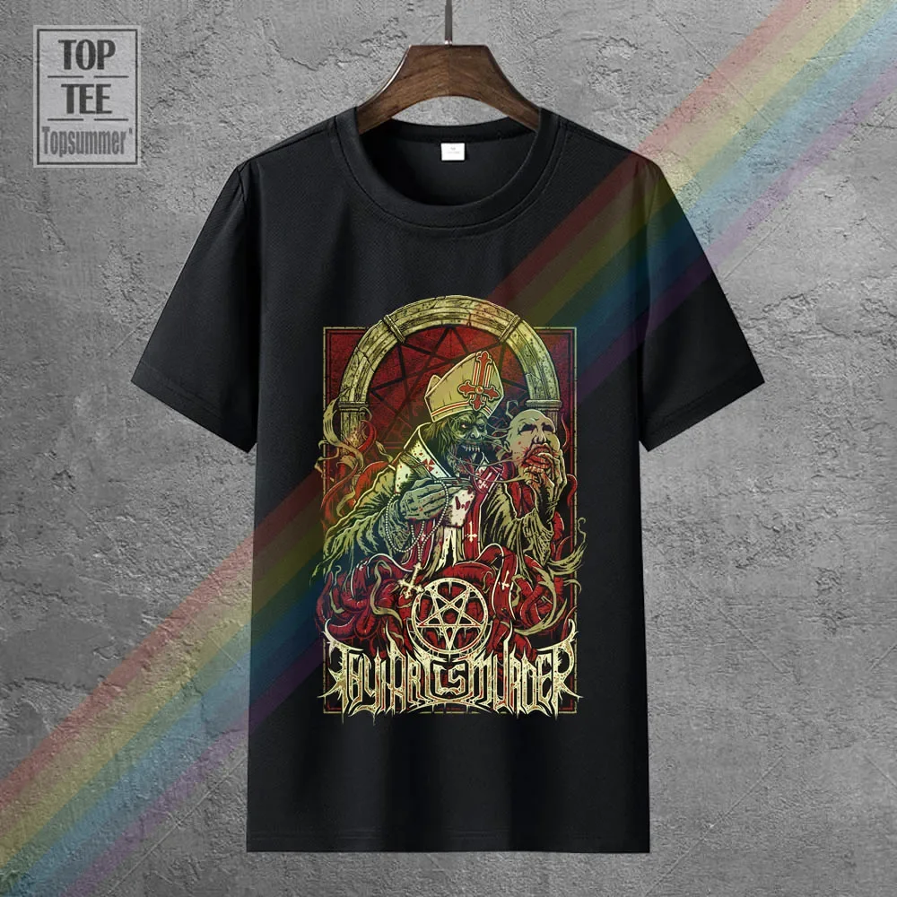 

Thy Art Is Murder Men Evil Pope T-Shirt Black Rockabilia New Mens Spring Summer Dress Short Sleeve Casual Letter Printing