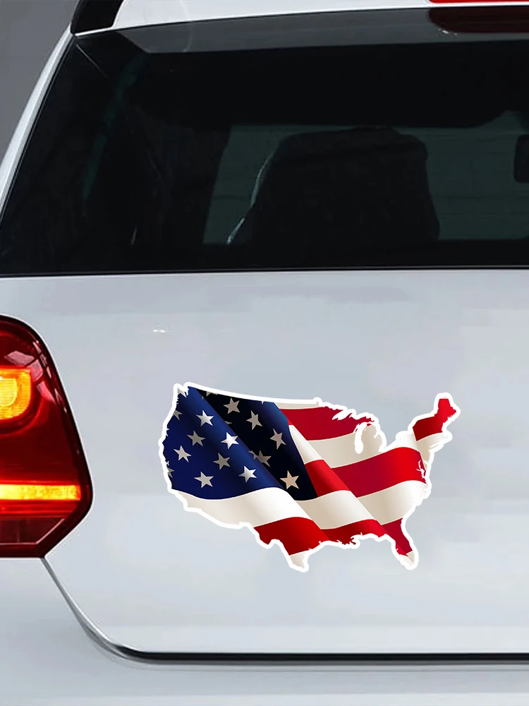 Fade-Resistant PVC Reflective Sticker | US Flag Map Decal for Cars, Trucks, Boats & Laptops
