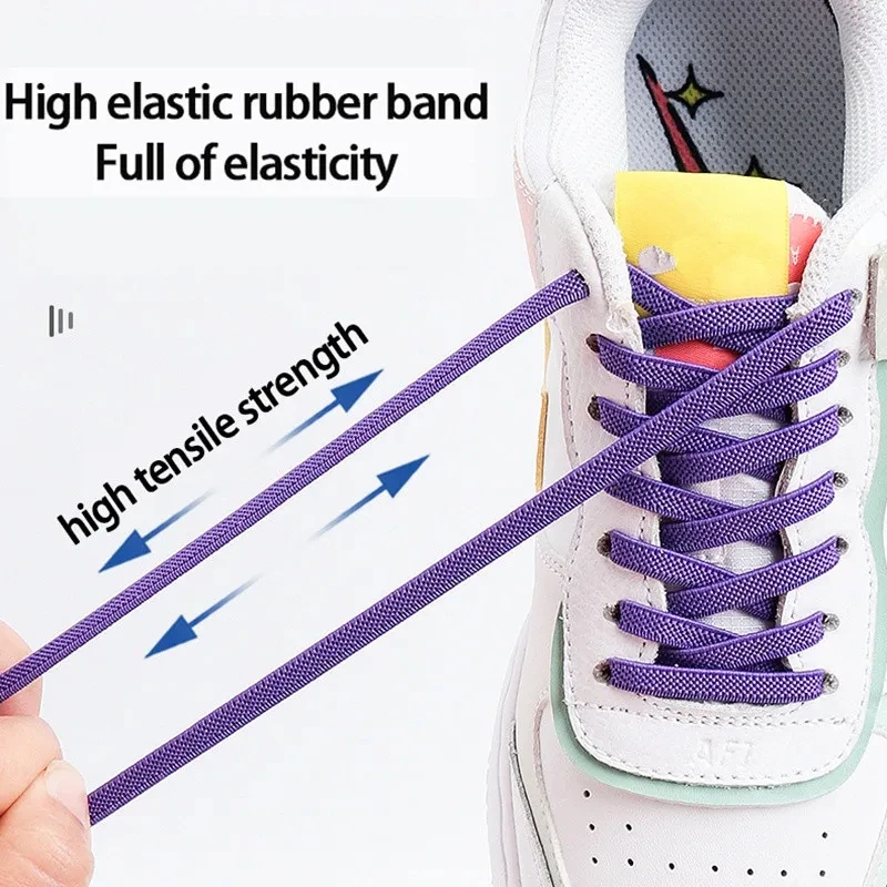 1 Pair Diamond Lock Elastic No-Tie Shoelaces for Sneakers Quick Put-On And Take-Off Lazy Shoe Lace Rubber Band