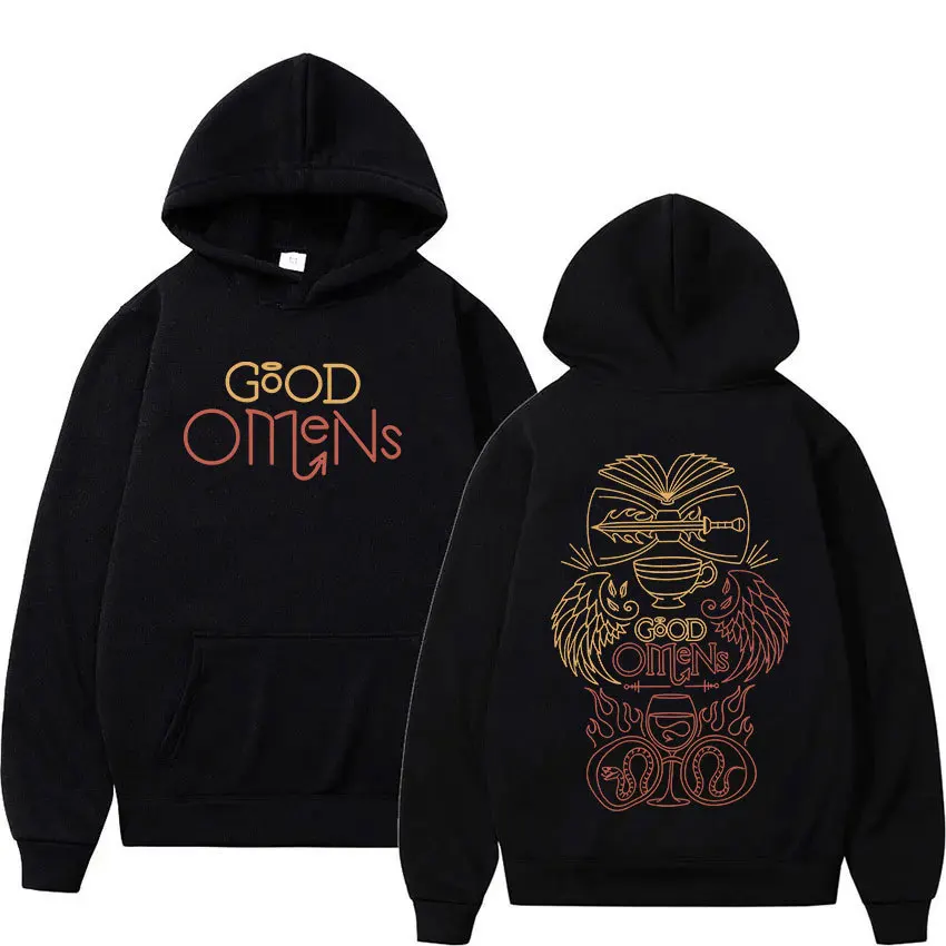 Klassische TV Spielen Gute Omens Druck Hoodie Männer Vintage Mode Marke Design Herbst Winter Fleece Pullover männer Fleece Hoodies