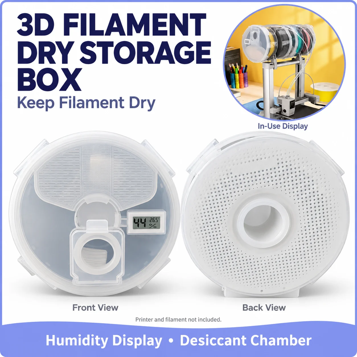 3D Printing Filament Dry Box Airtight Wall Hanging 1KG Storage Case, Dustproof Anti-Moisture Sealed Box, Wall-Mounted for Filame