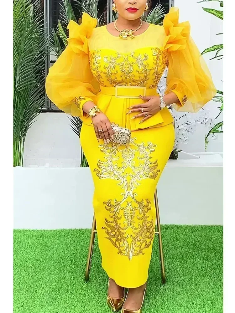 Plus Size Evening Dresses for Women African Luxury Sequin Gown Elegant  Spring Wedding Party Long Dress Ankara Ladies Clothing - AliExpress  200000532