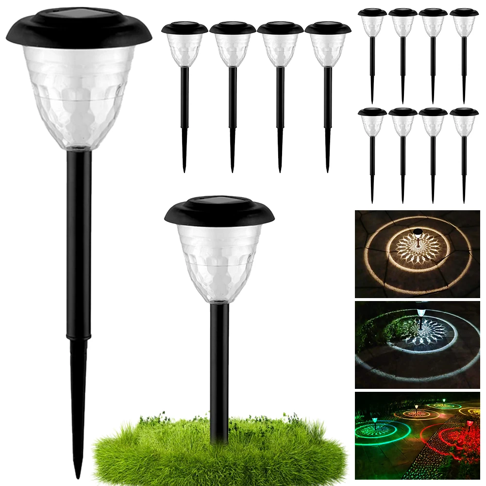 

Solar Powered Circle Shadow Light IP55 Waterproof Light Up Stake Lamp 400mAh Ground Landscape Light for Outdoor Garden Courtyard