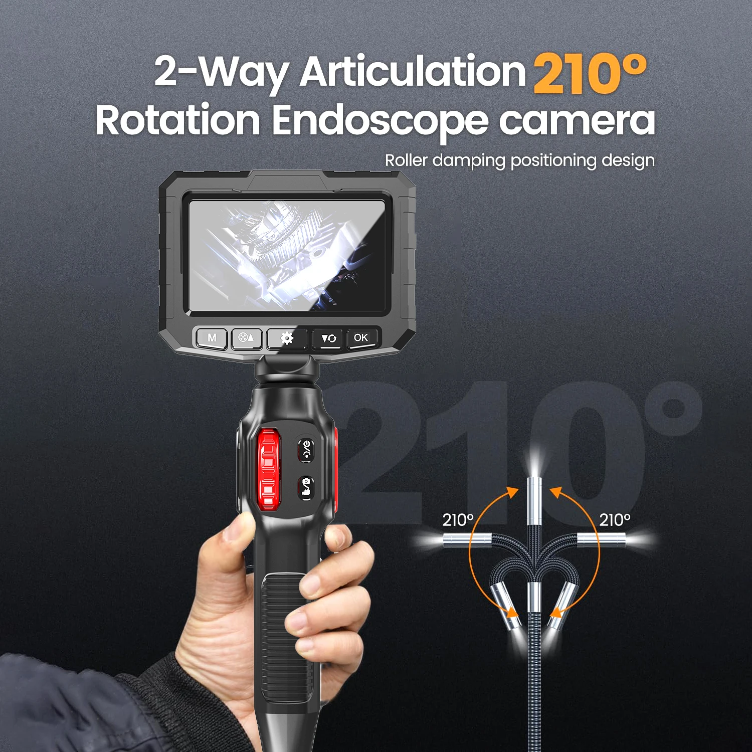 Sewer Piping Rotary Automotive Boroscope Articulating Endoscope Channel Inspection Camera Joint 3.9mm 6mm For Cars Tools 1080p