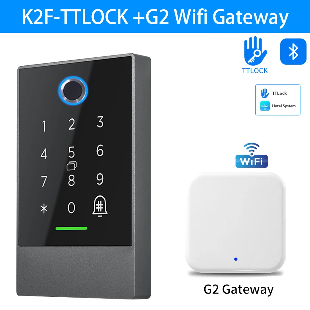 

K2 Bluetooth Door Access Control System with TTlock App Card Reader 13.56MHz Smart Phone App Keypad for Home Security