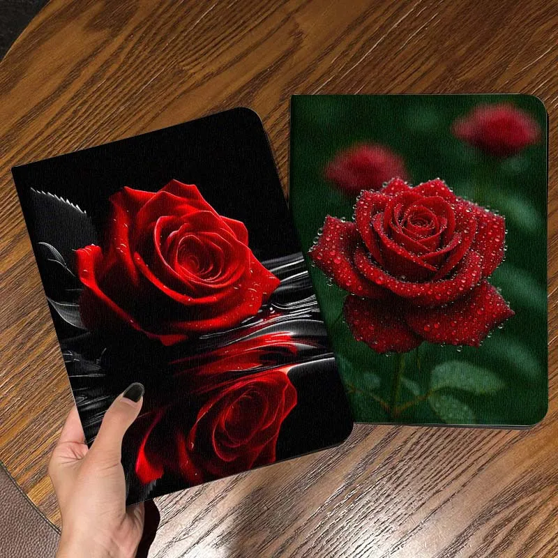 

Red Rose Water Reflection Gift Tablet Case For Apple iPad Air Pro mini 1 2 3 4 5 6 7 8 9 11 M2 M3 M5 M4 5th 6th 7th 10th 11th