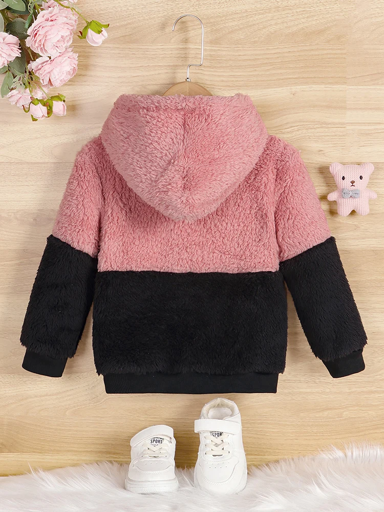 Girls' Autumn and Winter Contrast Color Splicing Pullover Flannel Casual Fashion Switie