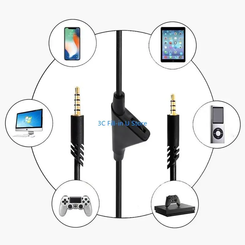 

G8TA Replacement Cable Wire for Astro A10 A30 A40 A40TR Headphones Extension Cord with Mute Volume Control Function