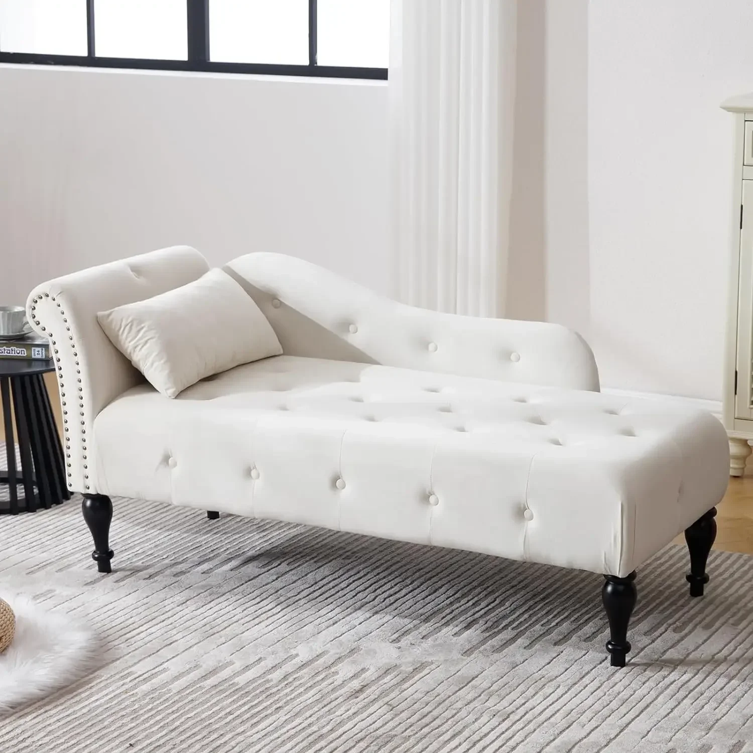 

#For Tufted Velvet Chaise Lounge Chair Indoor, Modern Upholstered Rolled Arm Sofa Lounge Indoor with Nailhead Trim, Lounge Chais