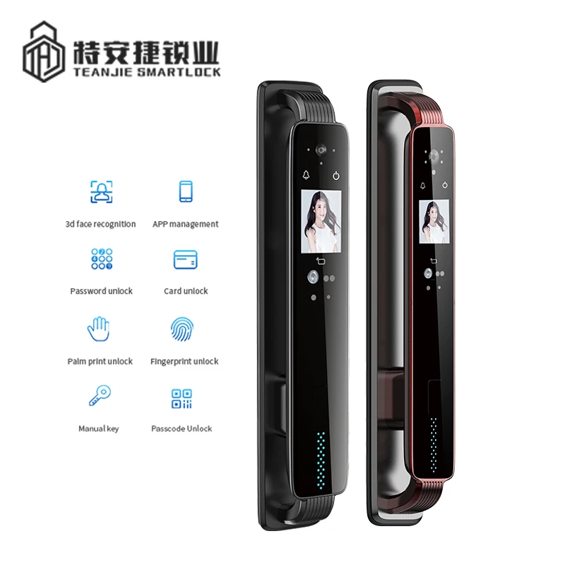 Gate Wifi Password Card Digital Smart App Fingerprint Camera Doorbell Biometric Face Recognition Door Lock With Camera