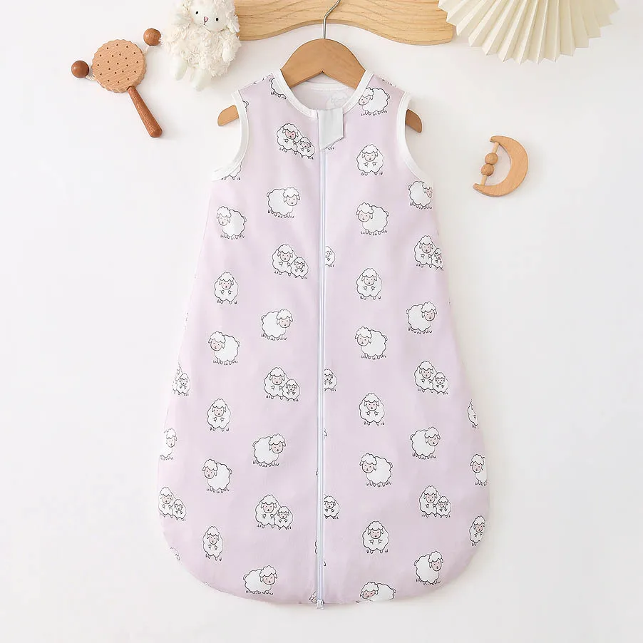 Saco de dormir ligero para bebé con estampado aleatorio de dibujos animados de primavera/verano, 0,5 TOG, adecuado para bebés de 0 a 9 meses para un mejor descanso
