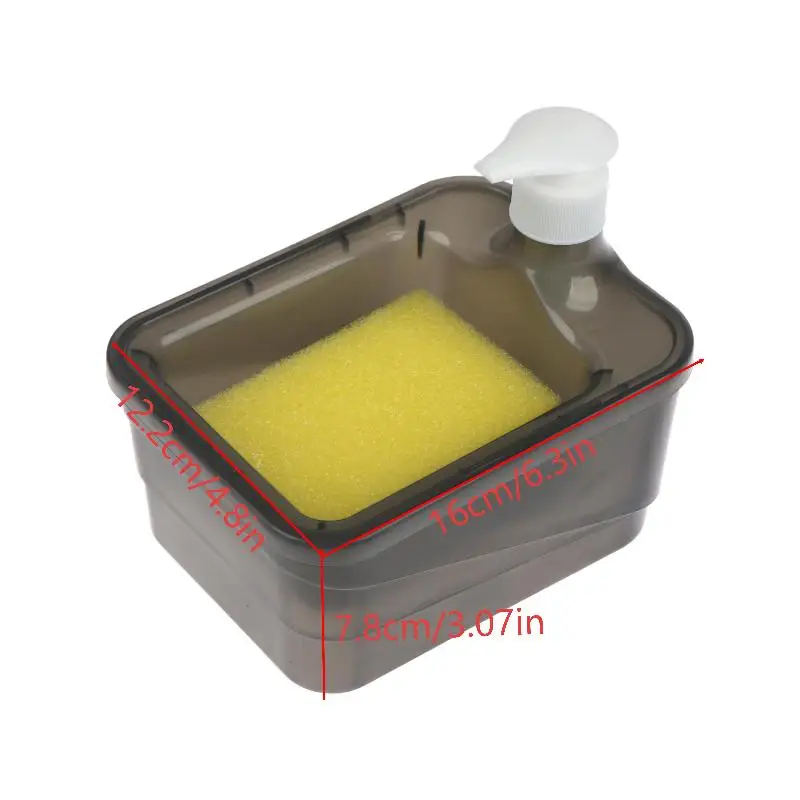 2 In 1 Dish Washing Soap Dispenser With Sponge Holder Square Black Quick Press Pump for Home Kitchen Cleaning Tools