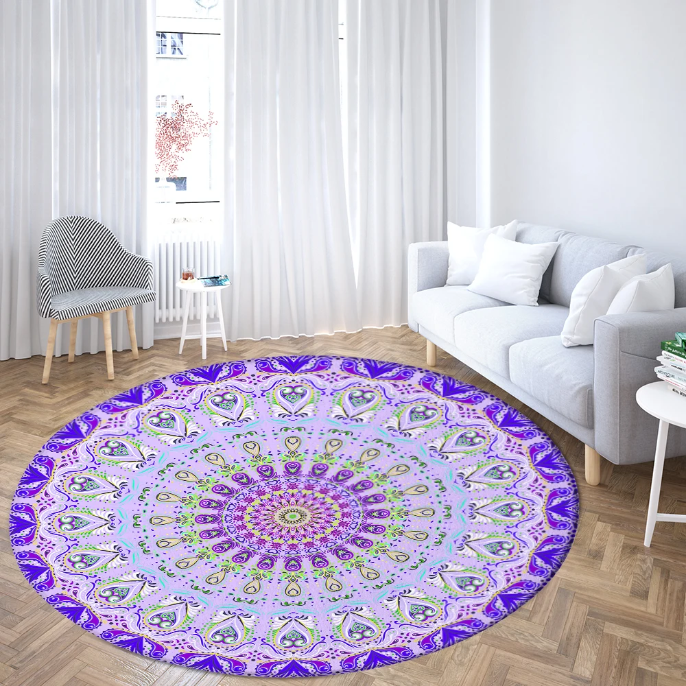 Family Living Room Bedroom Bathroom Floor MATS Printed decorative carpet Psychedelic Mandala round  Sofa  Home decor