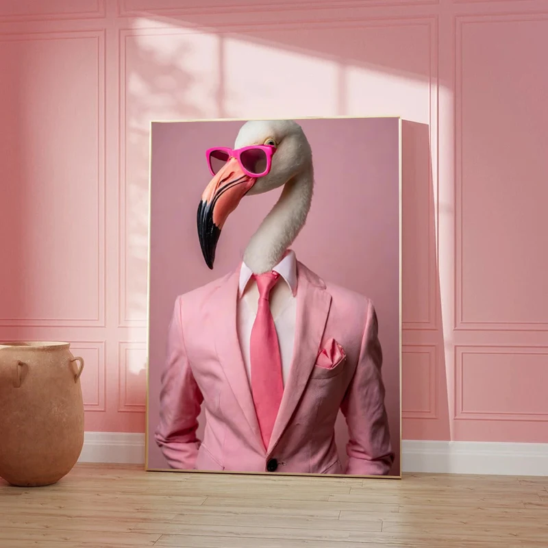 الوردي نظارات دعوى الأرنب الجمل الهامستر الفيل الباندا صورة المشارك طباعة صور فنية للجدران قماش اللوحة غرفة ديكور المنزل #4