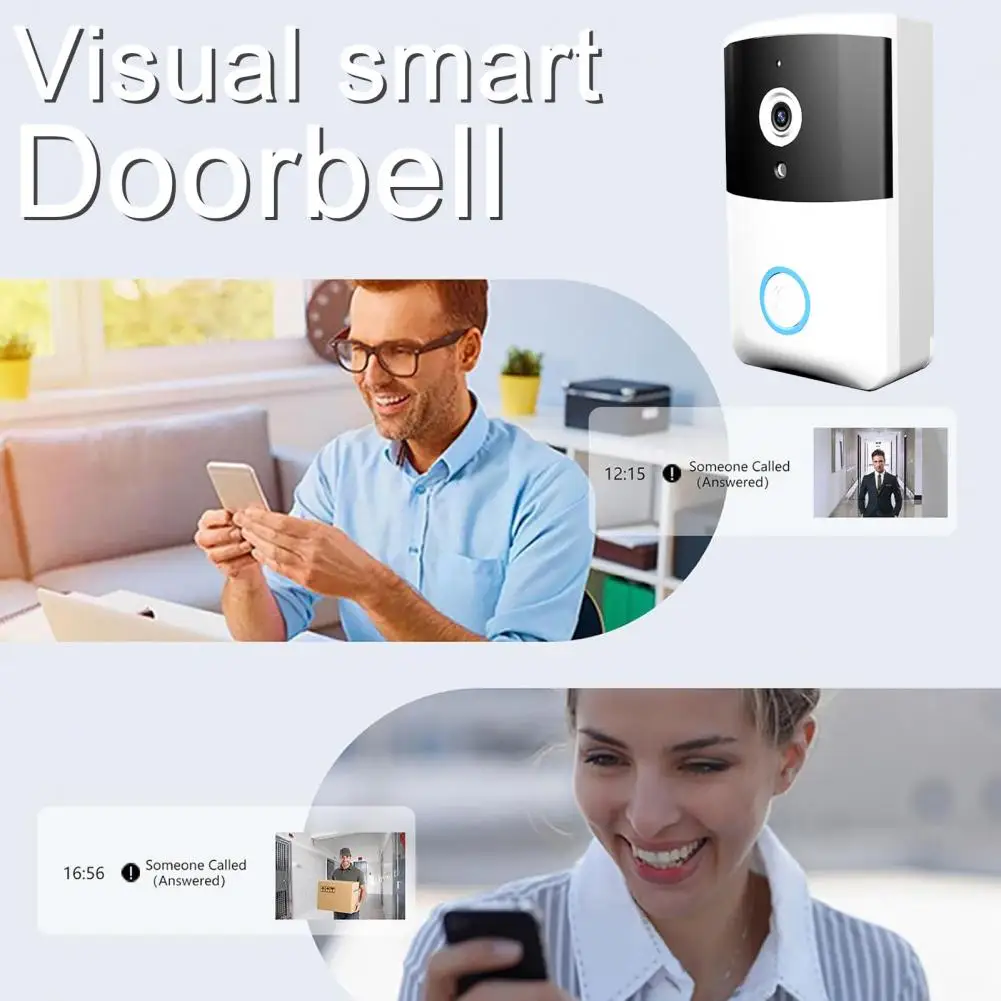 Video Doorbell Wireless Video Doorbell with Night Vision Camera Two-way Audio Wifi Control for Home Security Rechargeable