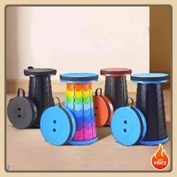 Nueva Silla Telescópica Plegable de Plástico Ligera y Popular - Taburete Compacto de Altura Ajustable, Adecuado para Pesca y Camping