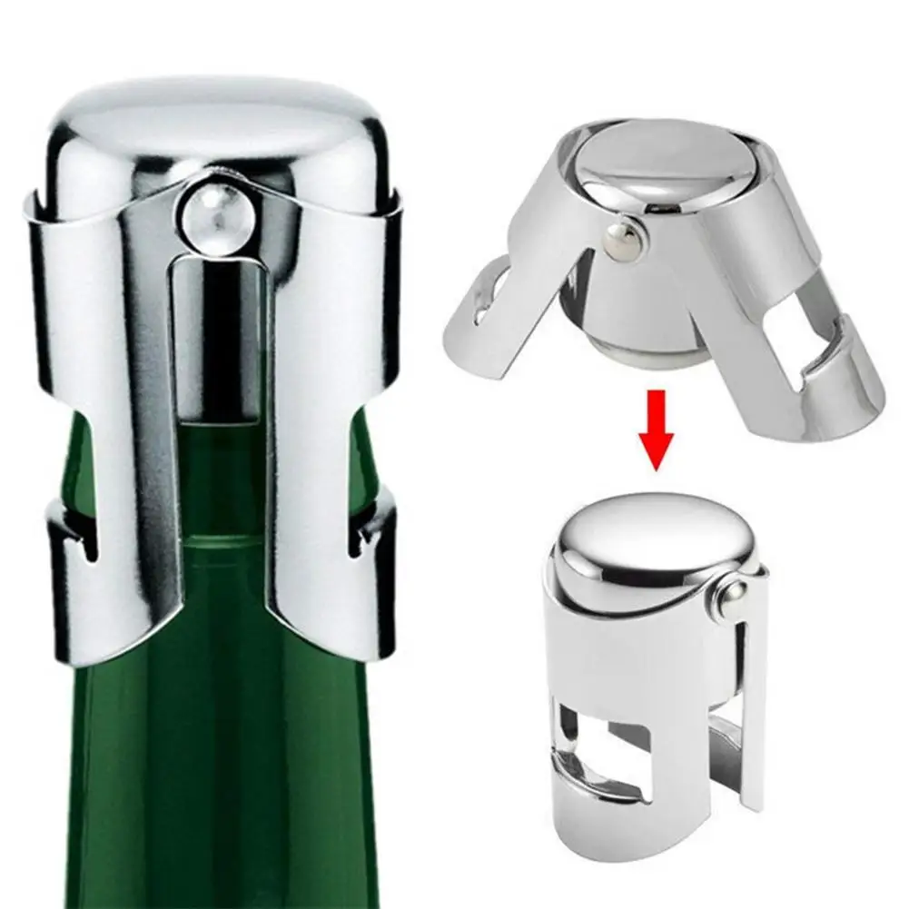 1PCS Stainless Steel Champagne Bottle Stopper Vacuum Sealed Sparkling Wine Plug Leakproof Liquor Cap Pourer Bar Accessories