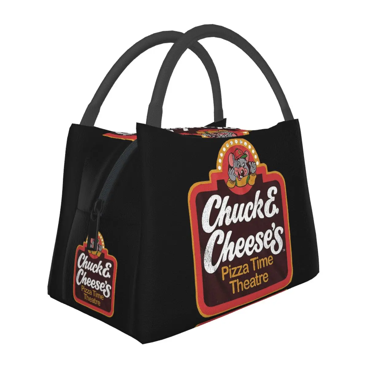 Chuck E Cheeses Pizza Time Theater Lightweight Handheld Insulated Lunch Bag Aluminum Foil Liner for Adults Students Travel