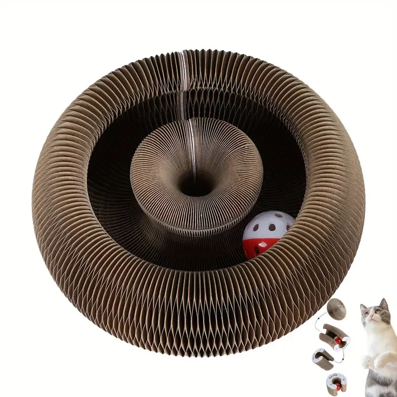 Magic Cat Scratch Organ Board Cat Toy with Ball Cat Grinding Claw Cat Climbing Frame Kitten Round Corrugated Cat Scratching Toy