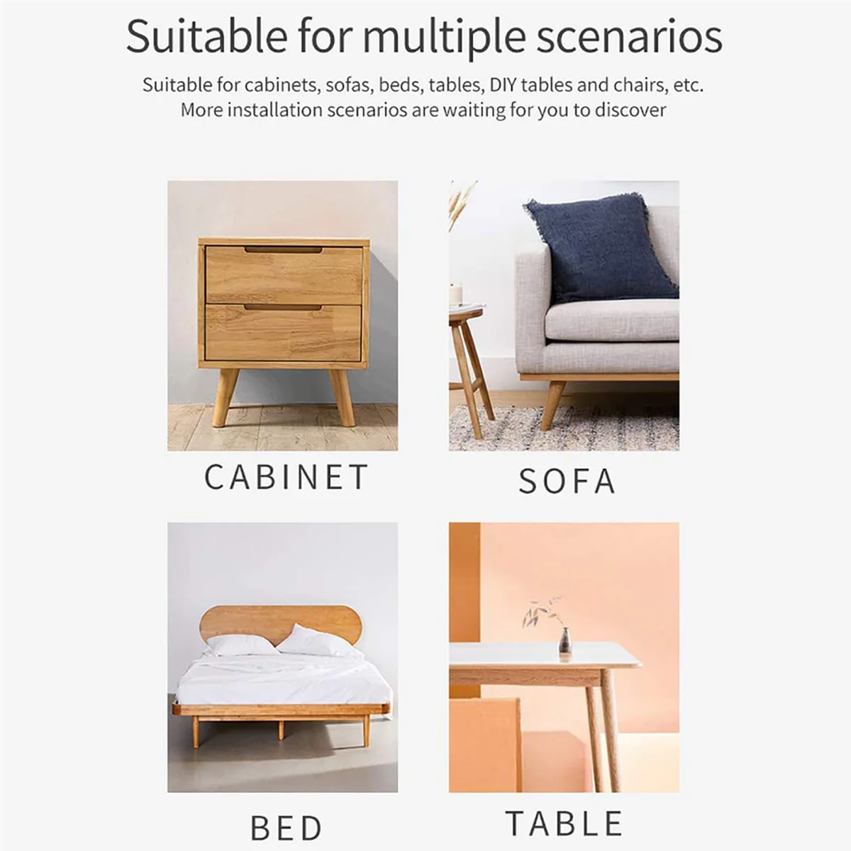 テーパー木製家具脚、ラウンド、ソリッド、未完成、ミッドセンチュリーソファ脚、ソファの交換用脚、4インチ、4個セット