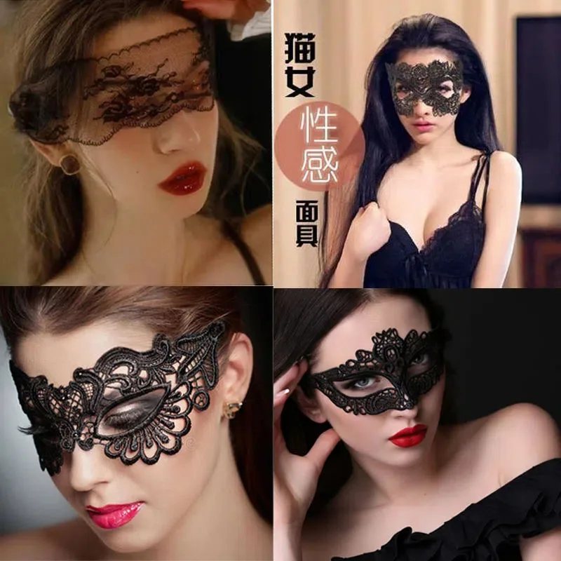 Kobiety Romantyczne Francuskie Koronkowe Okulary Maska na Oczy Kostiumy Pół Twarzy Halloween Makijaż Zamaskowana Piłka Dla Dorosłych Czarny Rekwizyt Strzelecki Dziewczyna Maski