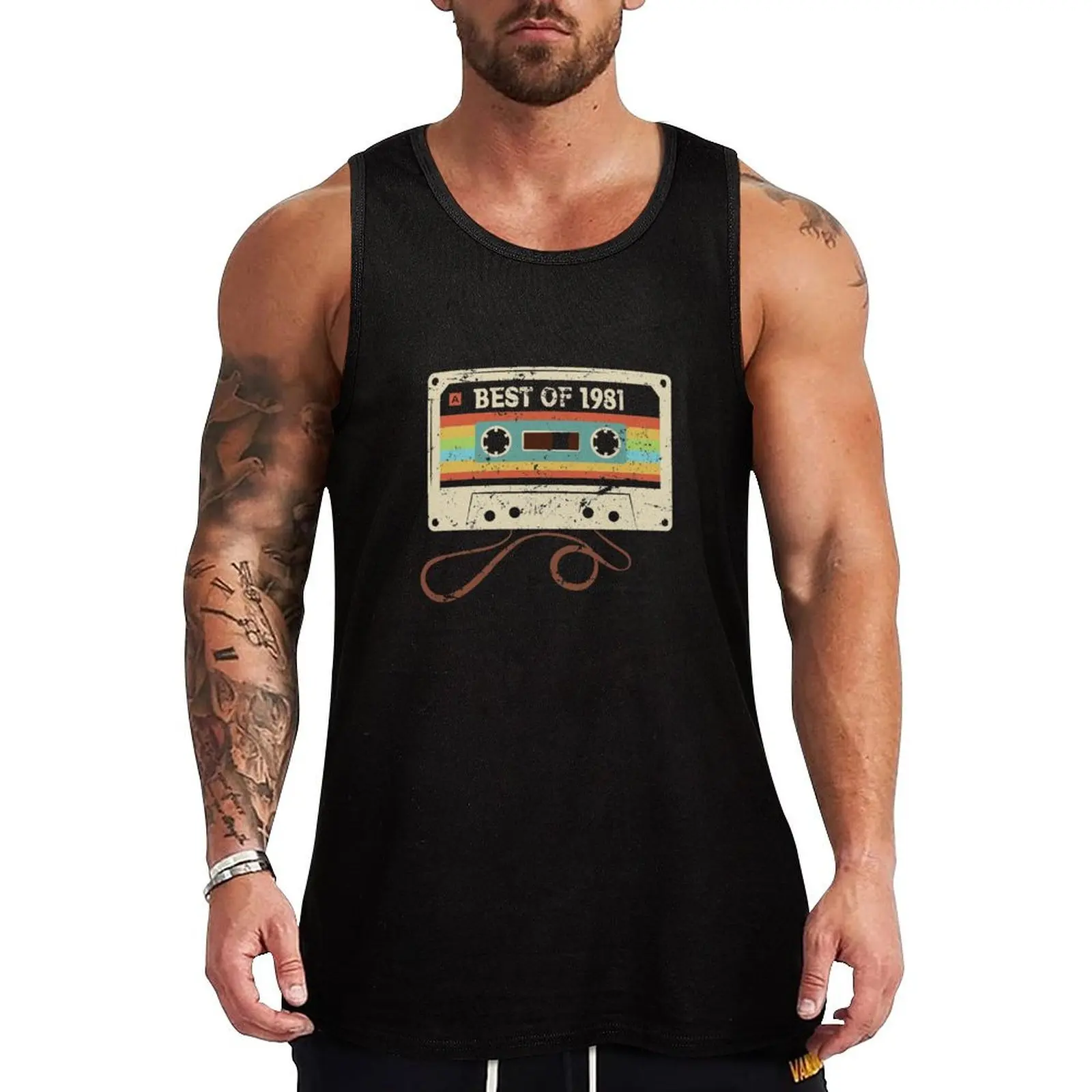 

Best of 1981 Cool Cassette Tape 42nd Birthday Gift Tank Top t-shirt for men mens gym clothes