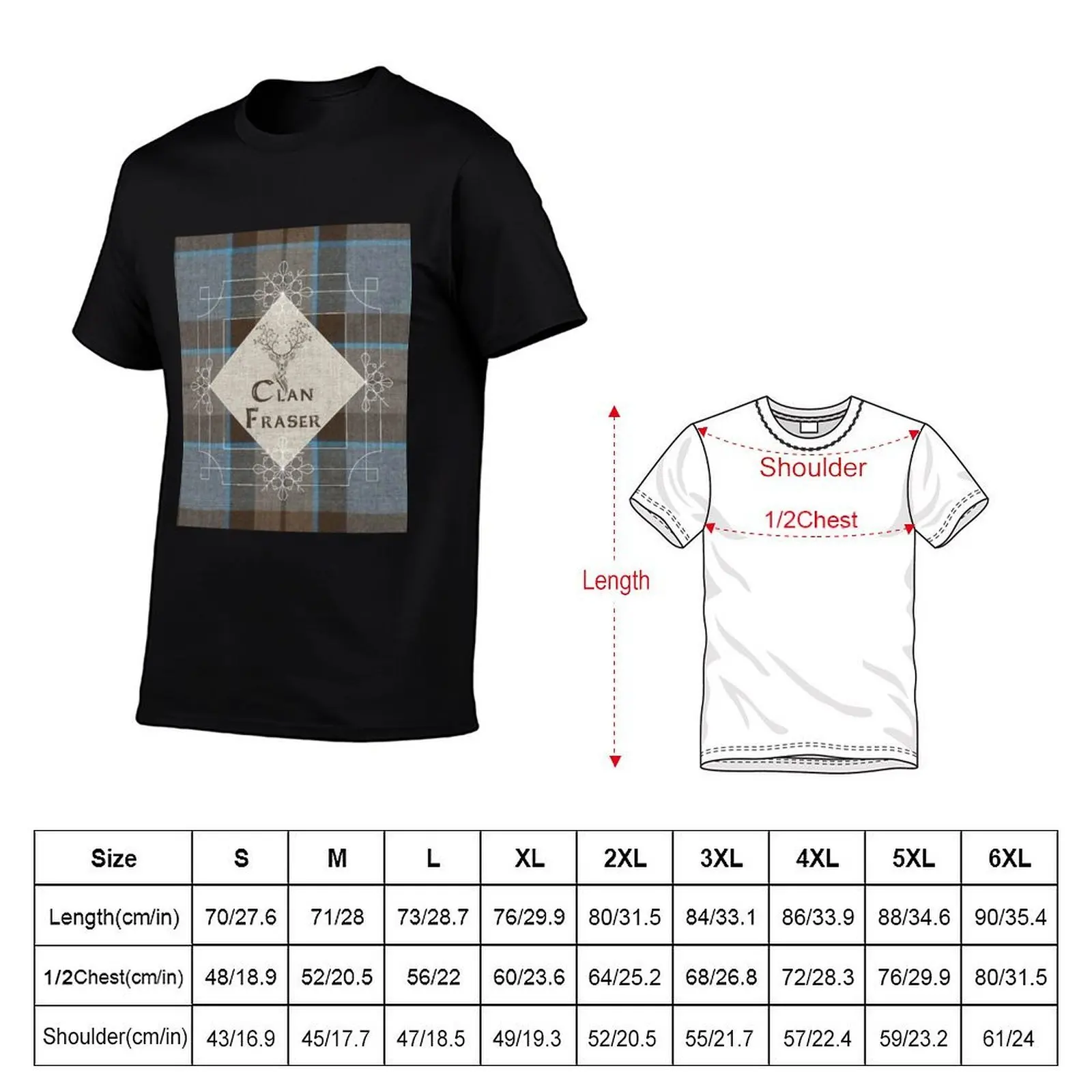 Outlander - Clan Fraser Tartan Kilt - Stag T-Shirt oversized t shirt korean fashion men workout shirt