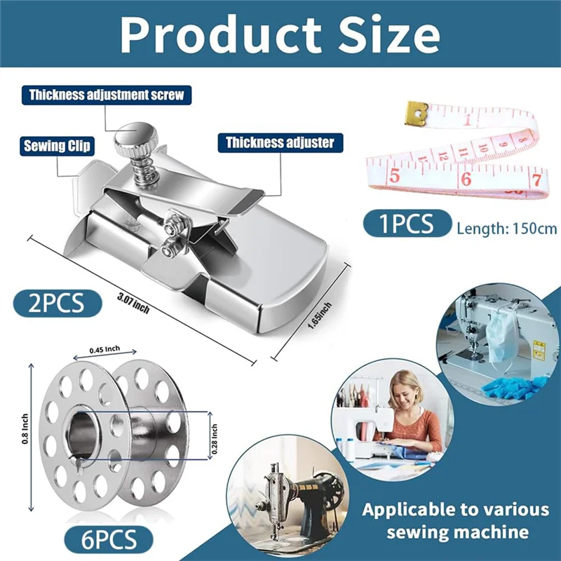 دليل التماس المغناطيسي ABHU لآلة الخياطة، عبوة من 9 ملحقات ماكينة الخياطة، مقياس مغناطيسي متعدد الوظائف مضاد للتجعيد دورا