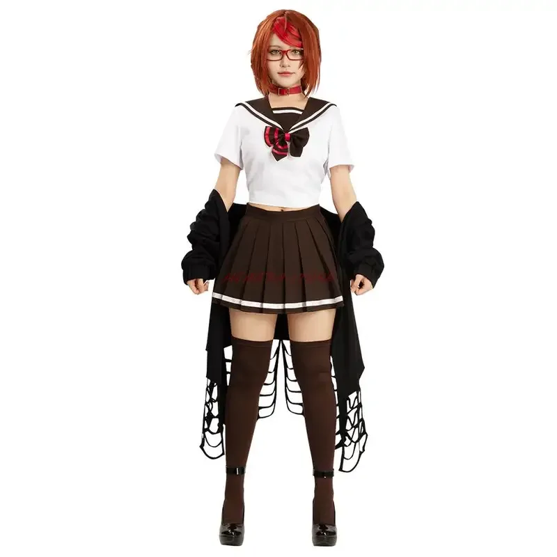 2025 Dead Mount Death Play Misaki Sakimiya Cosplay Costume Wig Zaki The Killer Glasses Braid Hair Coat JK Dress Necklace Socks