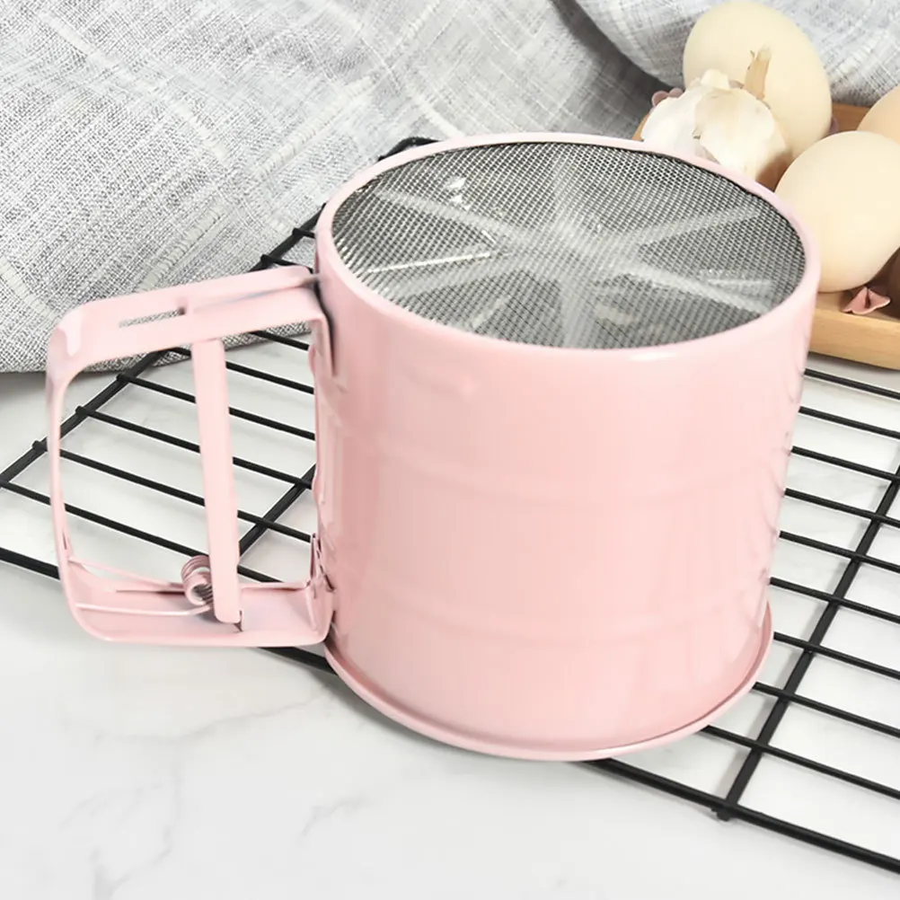 

1Pcs Handheld Stainless Steel Flour Sifter Semi-Automatic Mesh Sifting Strainer for Baking Powder Sprinkling Handheld Sifter