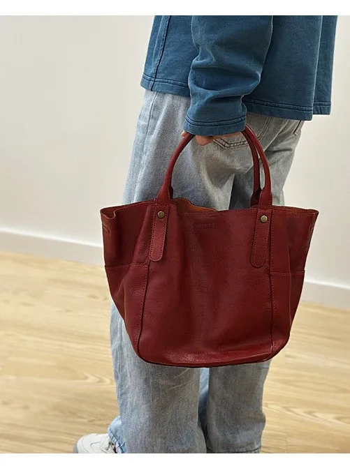 

Сумка-ведро из коровьей кожи ручной работы с мягким верхним слоем, сумка через плечо на одно плечо, сумка из натуральной кожи, женская сумка из мягкой кожи...