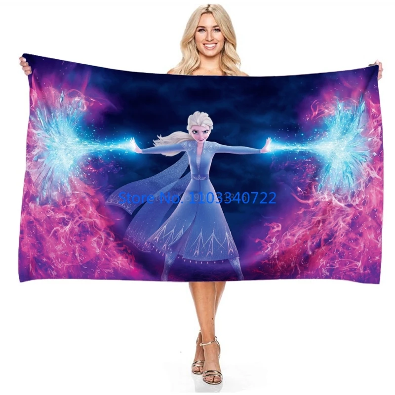 

Anime Frozen Elsa Anna Princess Bath Towels Microfiber Beach Swimming Towel Decor for Adults Kids Gift 75x150cm