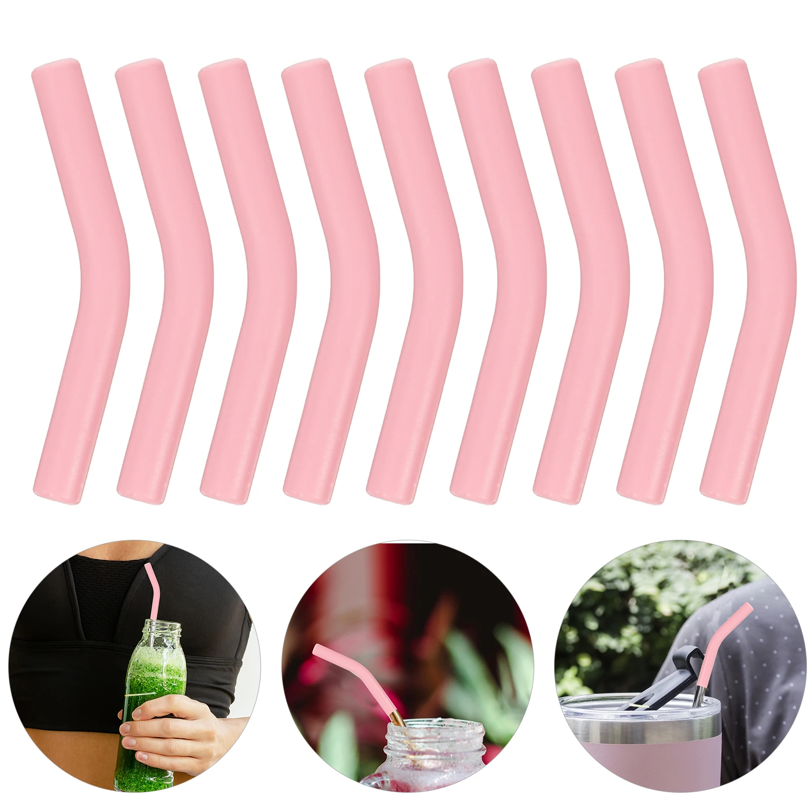 

Silicone Straw Sleeve Pack 4 Heat Resistant Non-Slip Soft Tip for Cold Drinks Water Bottles Eco- Protection
