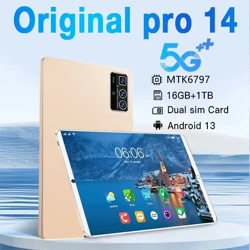 2025 새로운 11 인치 기존 태블릿 Android13 16GB Ram 1TB Rom 듀얼 SIM 10 코어 WPS GPS 블루투스 5G 네트워크 전화 통화 태블릿 PC