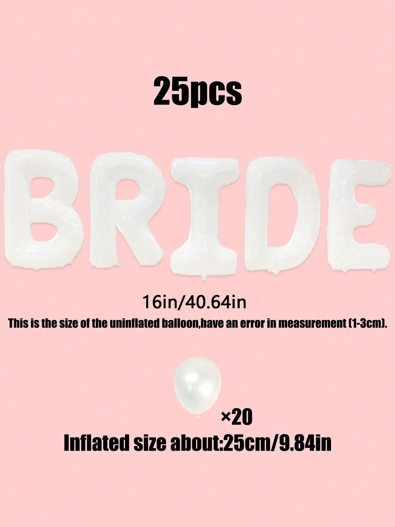 مجموعة بالونات حروف العروس البيضاء مكونة من 25 قطعة، لحفلات الزفاف وحفلات العزوبية ومستلزمات خلفية زينة الخطوبة والزفاف