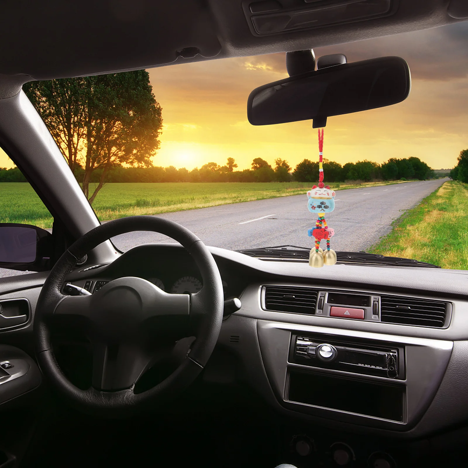 

2Pcs Lucky Cat Wind Chime Decorative Hanging Bell for Porch Patio Balcony - Bell with Soothing