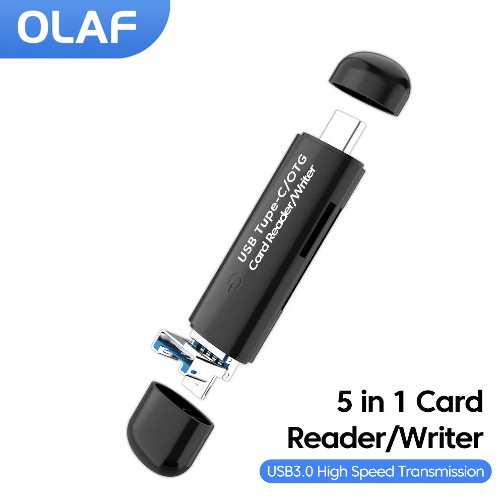 OTG Type C SD TF Card Reader 5 in 1 USB 3.0 Micro USB Flash Drive Adapter High Speed Transfer Multifunctional Card Reader