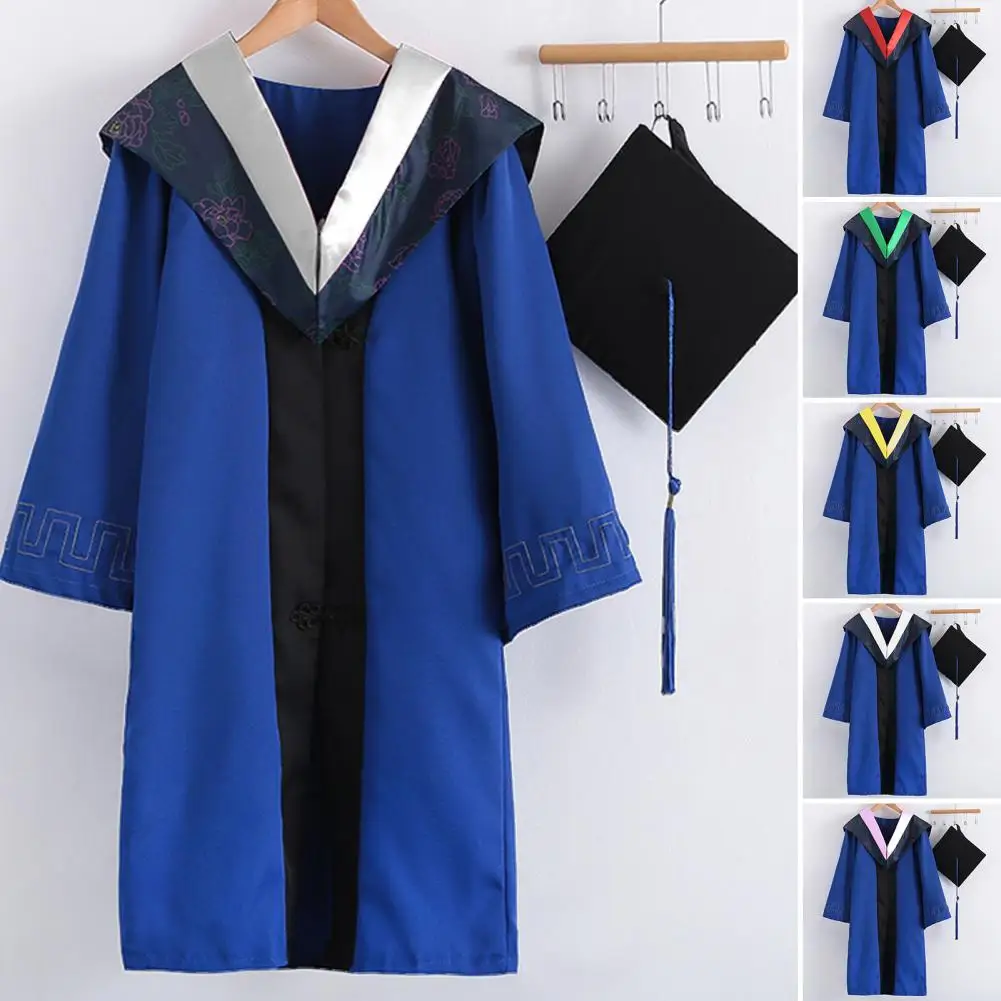 1 Set Afstudeeruniform Superzachte Slijtvaste Polyester Vrijgezellenhoed Afstudeermantel Fotografie Rekwisieten Ingesteld Voor College