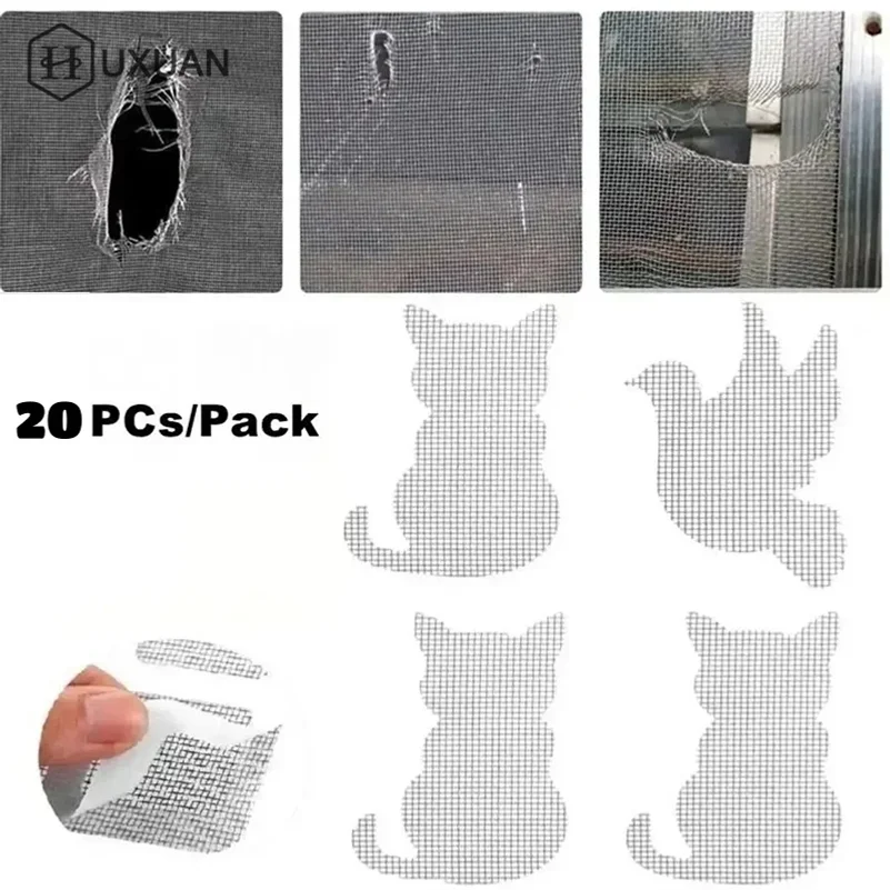 

20pcs Cat Shape Mesh Repair Support Effective Tape For Windows Screen Window Patch Self-adhesive Mosquito Net Window Screen Tape