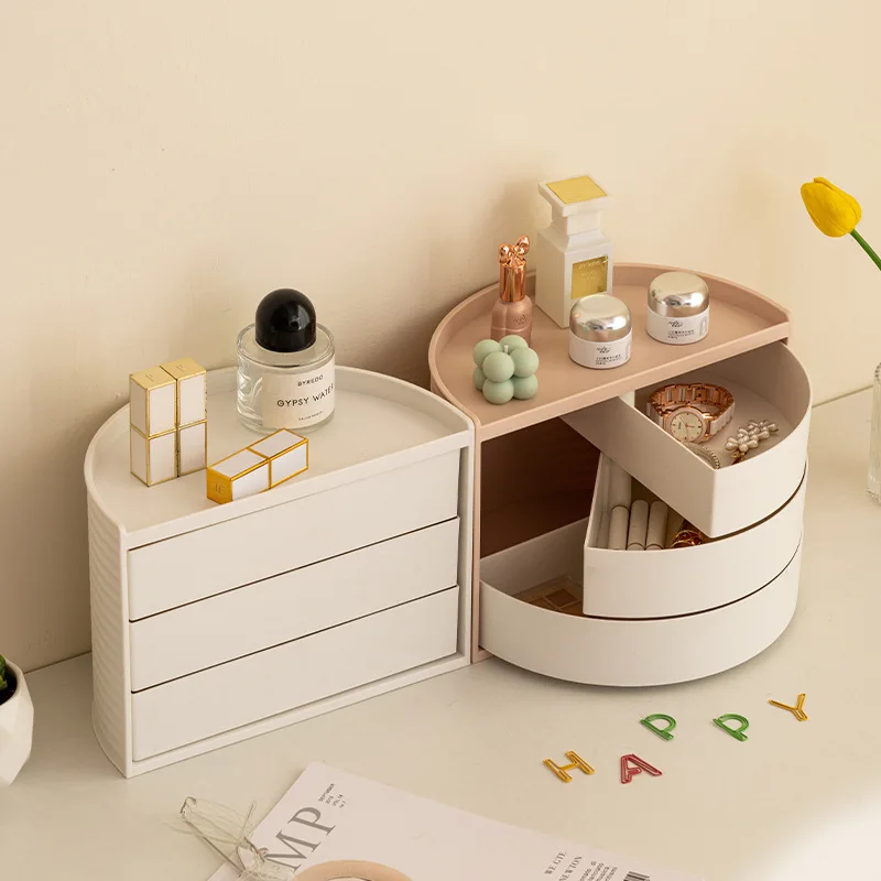 Desktop rotating jewelry box, multi-functional rotatable high-value bedside table, lipstick storage box, high-value jewelry box.