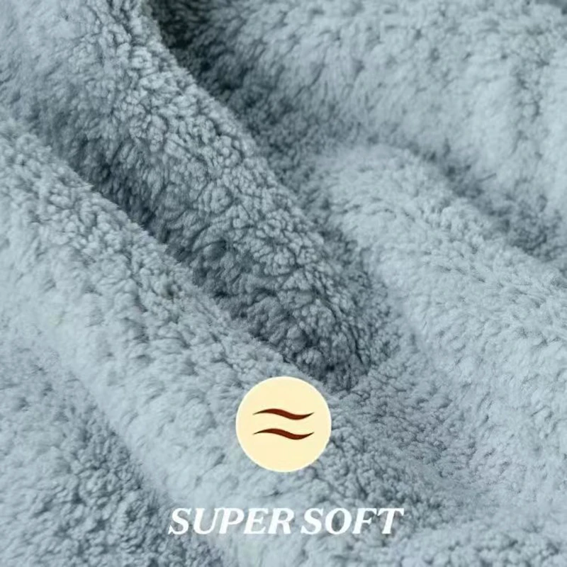 Large Solid Color Water Absorbent Hair Drying Towel Microfiber Hair Towel Wrap With Elastic Strap Soft Quick Drying Towel