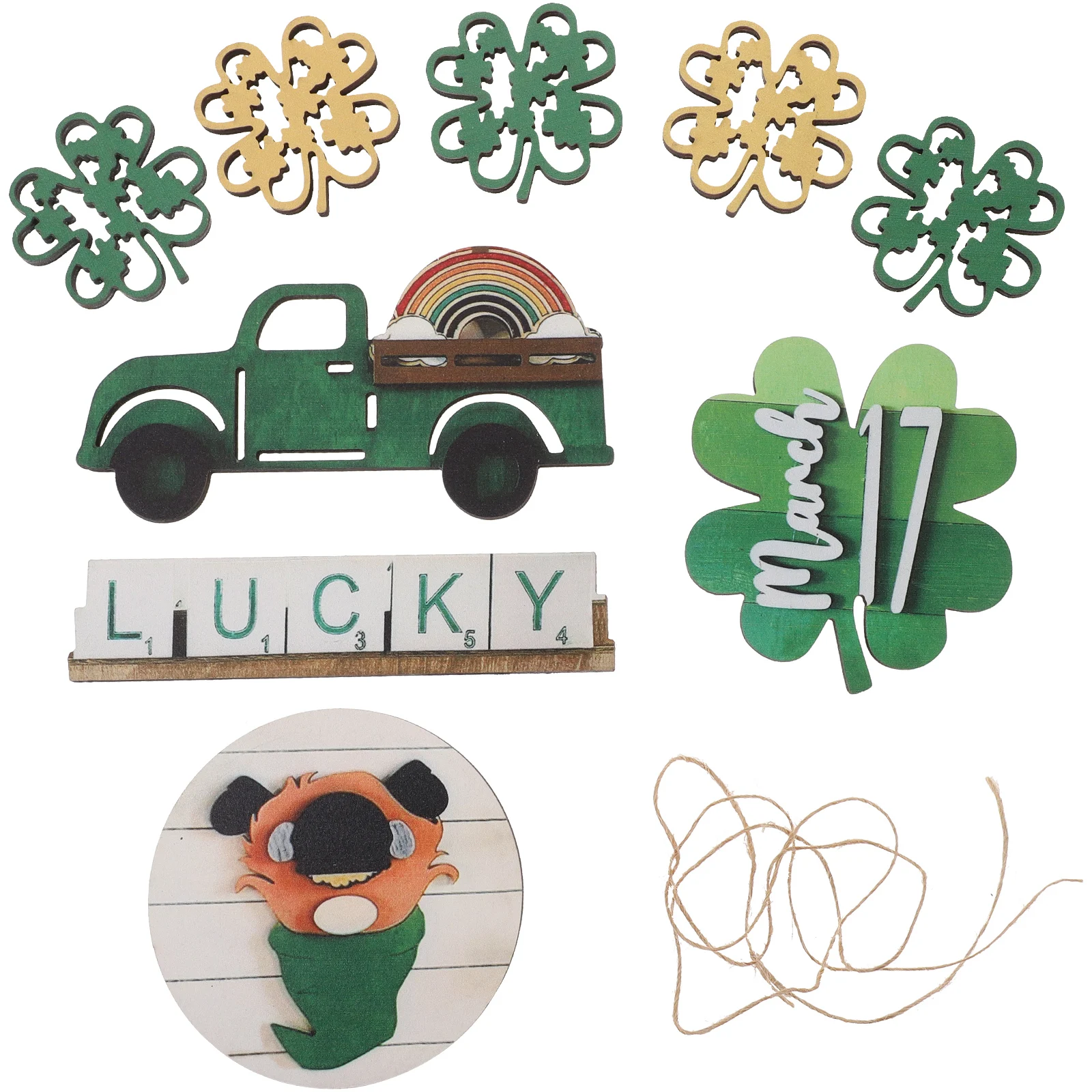 

5pcs Pallet Decor Patricks Day Wood Sign Patricks Day Tabletop Farmhouse Home Tiered Tray Sign Bright Colors Non Fading