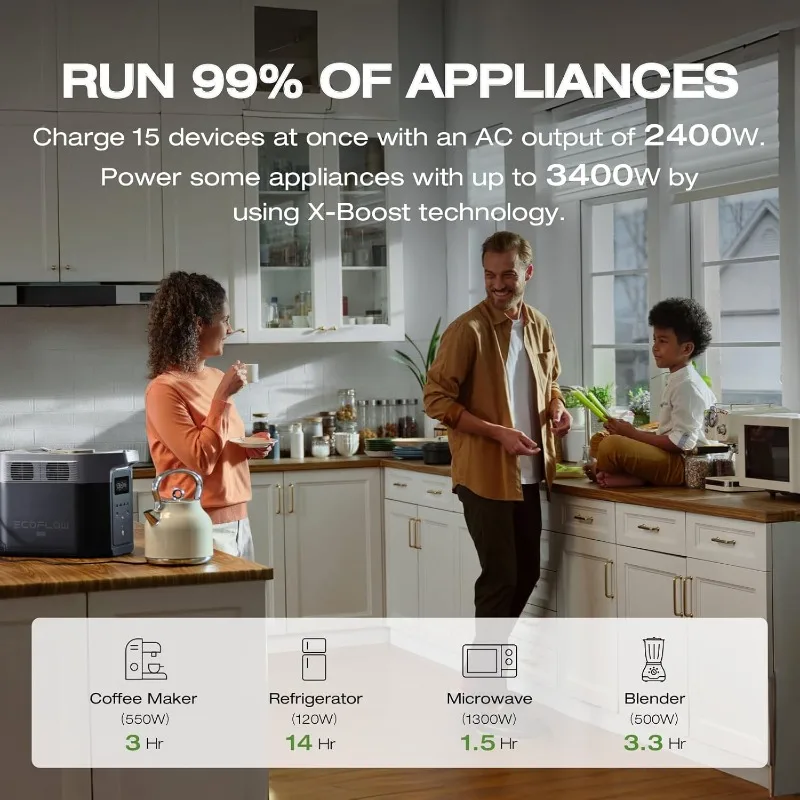 محطة طاقة شمسية بقدرة 2400 وات، سعة 2048 وات في الساعة وشحن لمدة ساعة واحدة، للنسخ الاحتياطي المنزلي والخارجي #5